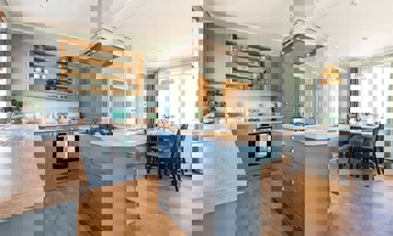 Internal of a Luxury Lodge Open Plan Kitchen Diner