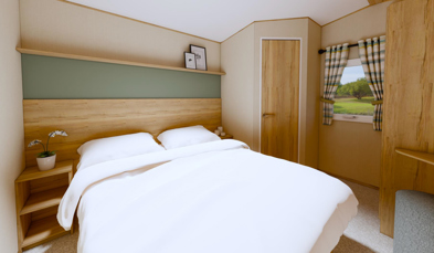 Internal of a caravan double bedroom