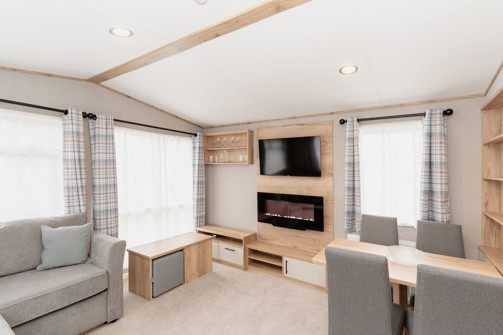 Internal of an accessible caravan lounge diner