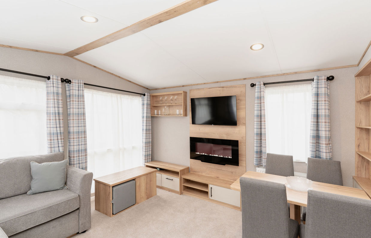Internal of an accessible caravan lounge diner