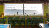 The internal of Billy Winters Restaurant looking out to sea