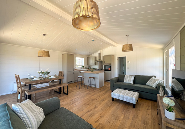 Internal of a luxury lodge open plan living space