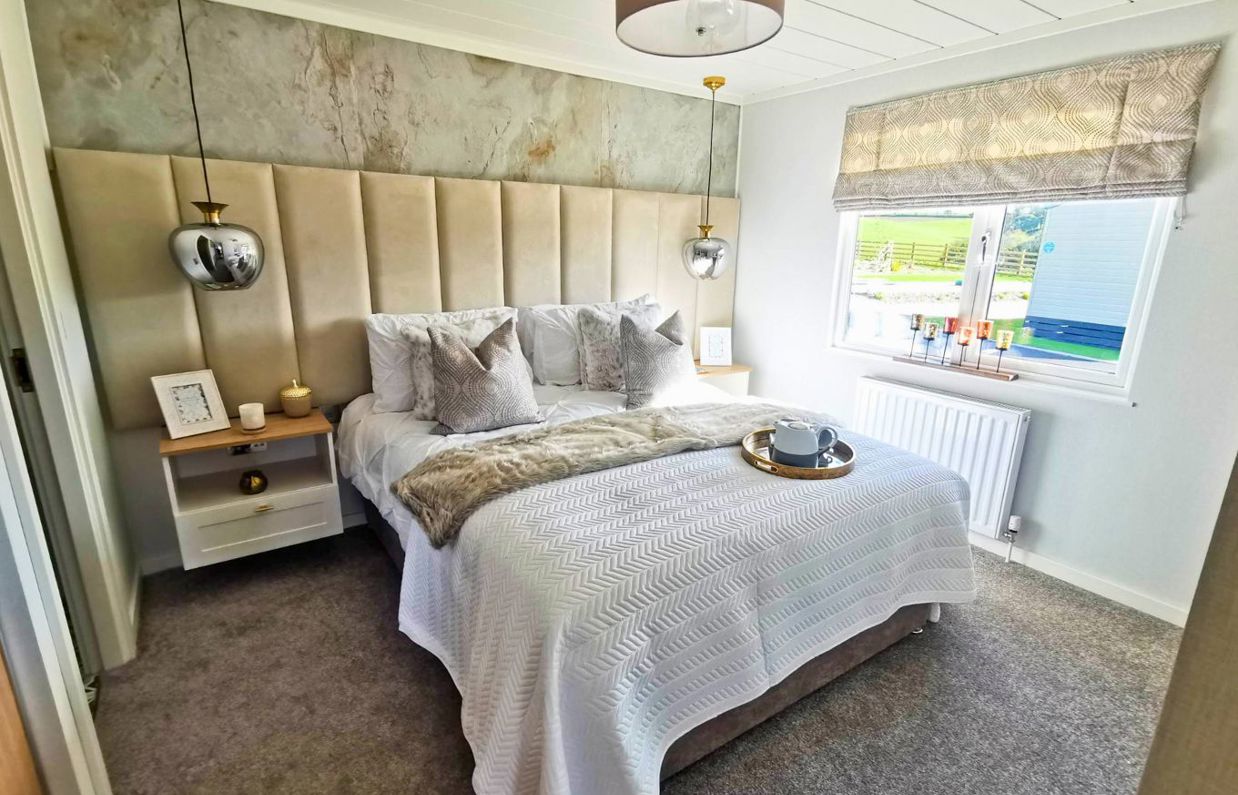 Internal of a luxury lodge master bedroom