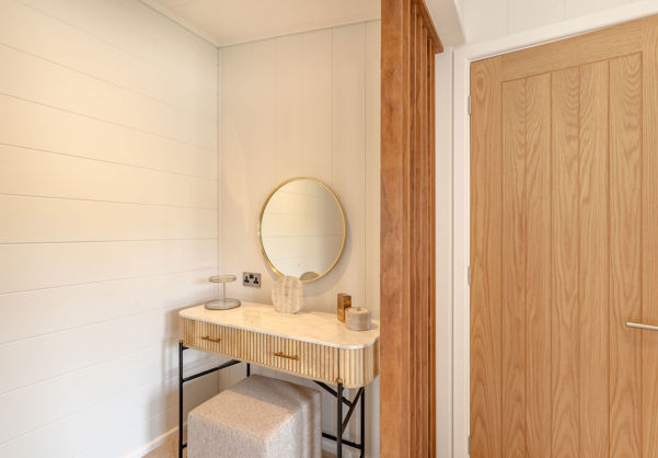 Internal of a luxury lodge master bedroom dressing area