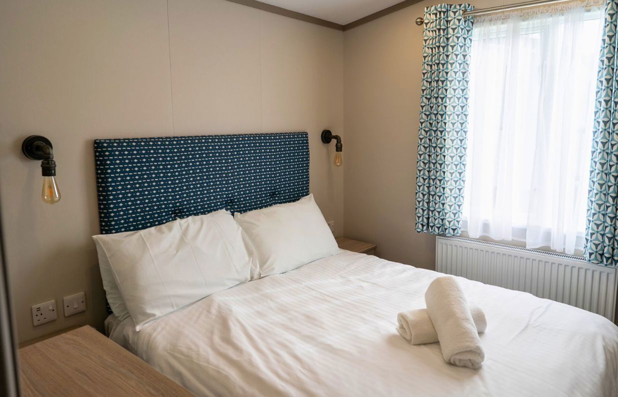 Internal of a caravan double bedroom