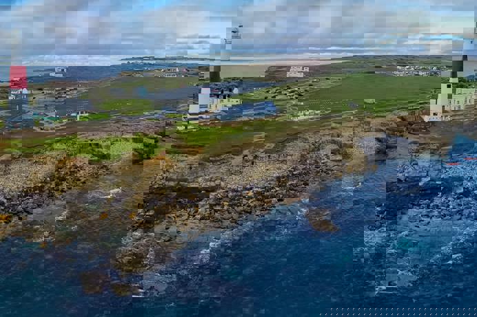 The Lobster Pot & Portland Lighthouse from Aerial View