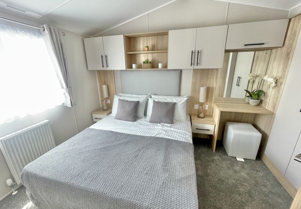 Internal of a caravan master bedroom