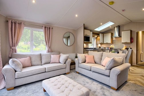 Internal of a caravan open plan living space