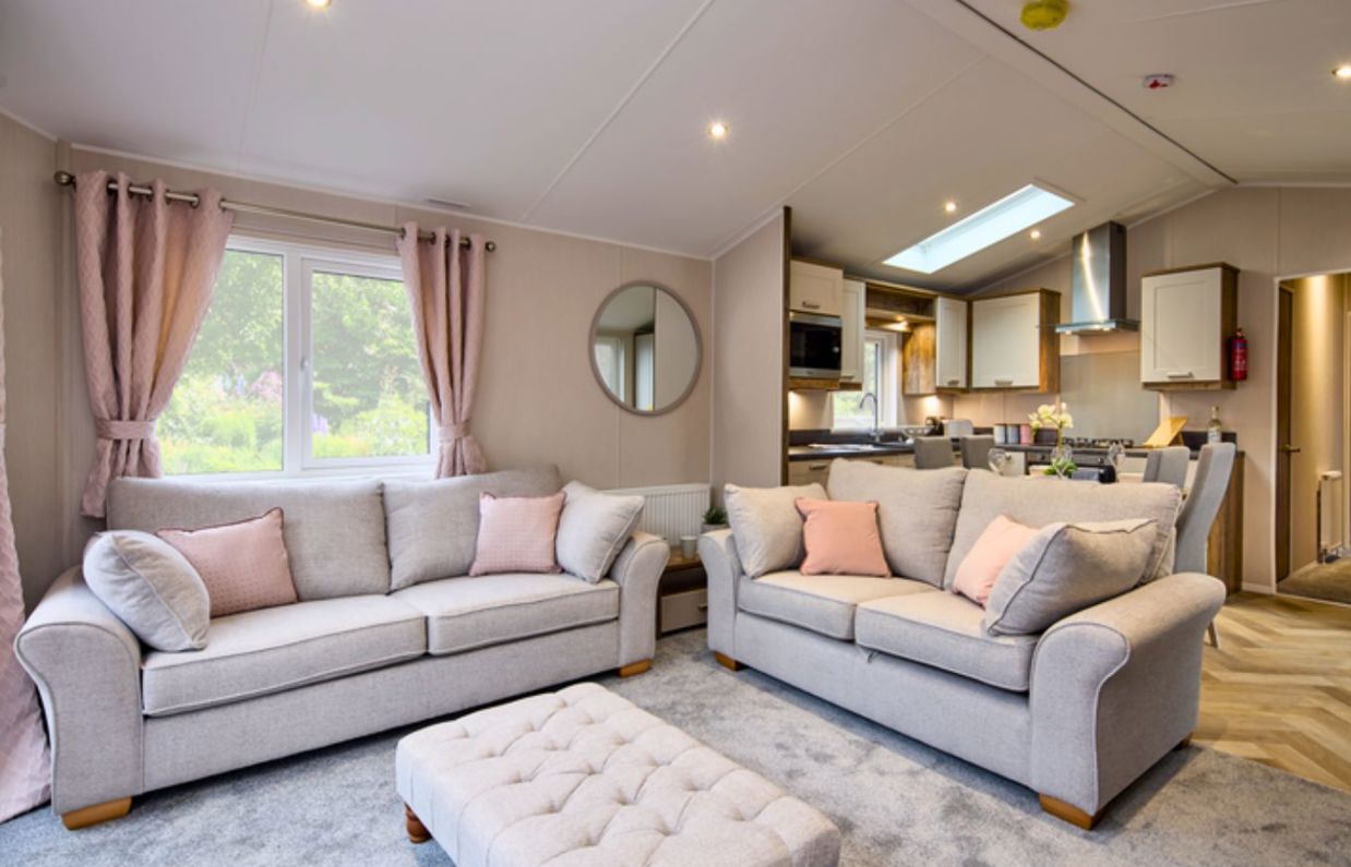 Internal of a caravan open plan living space