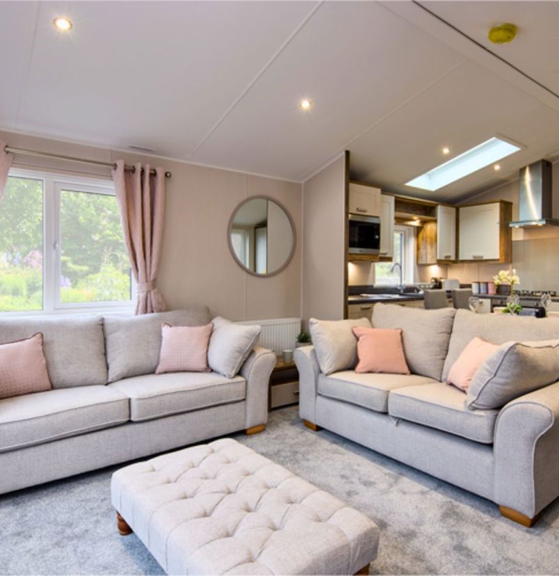 Internal of a caravan open plan living space