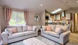 Internal of a caravan open plan living space