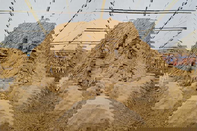 A large sculpture made out of sand