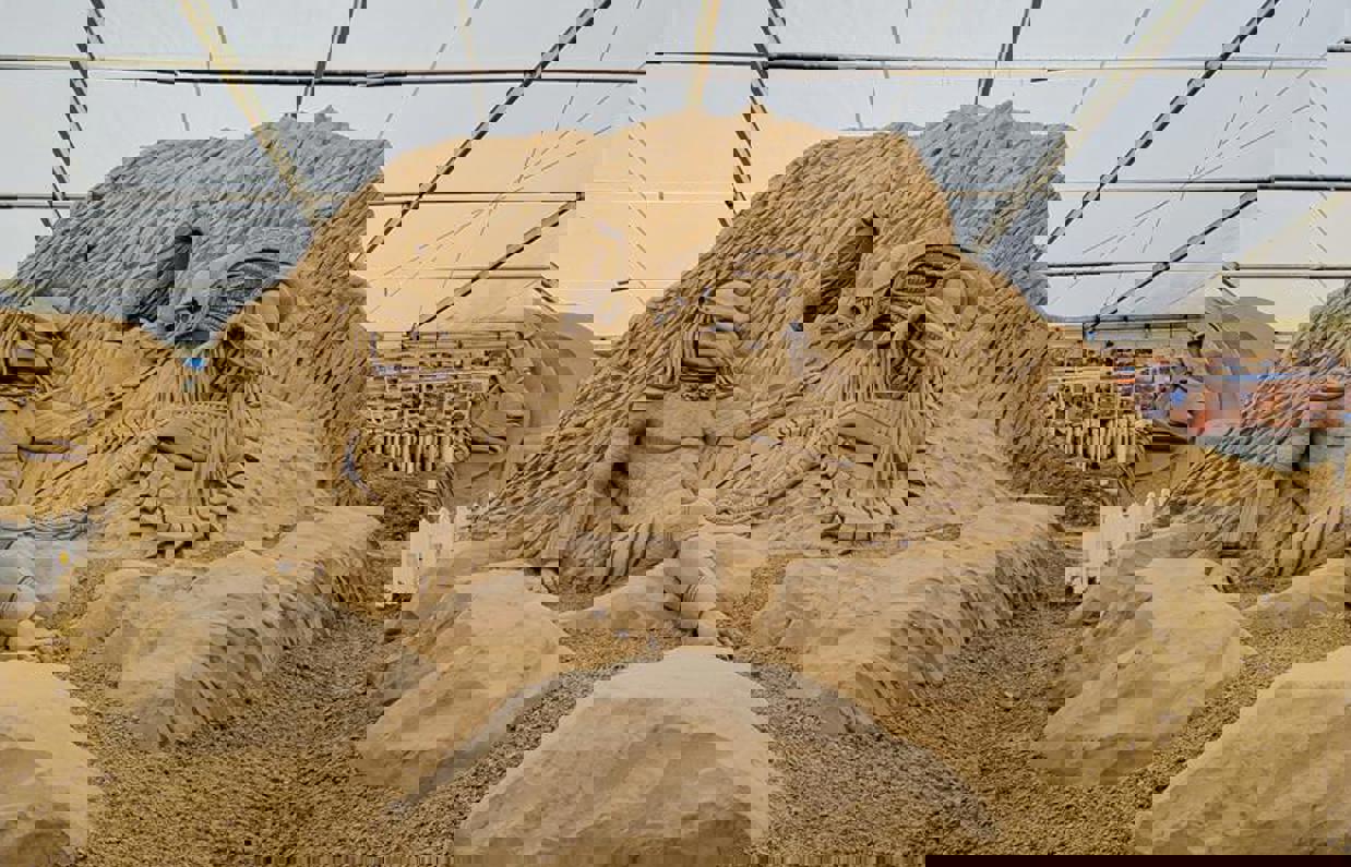 A large sculpture made out of sand