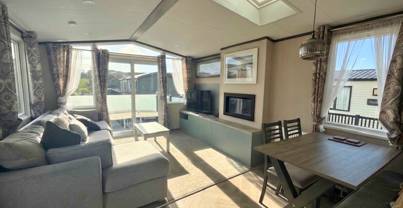 Internal of a caravan open plan living space