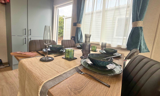Internal of a caravan dining area