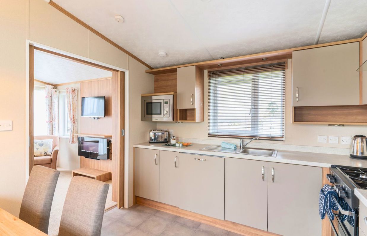 Internal of a caravan open plan living space