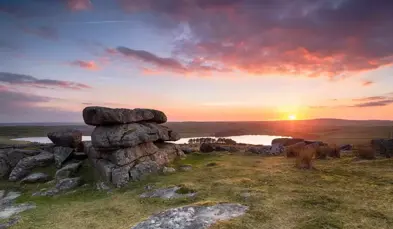 Bodmin Moor countryside views at sunset