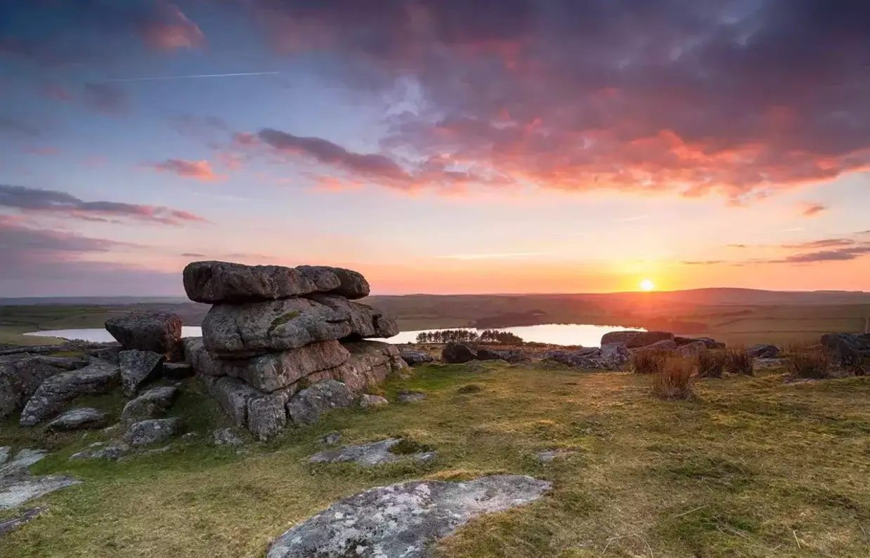 Bodmin Moor countryside views at sunset