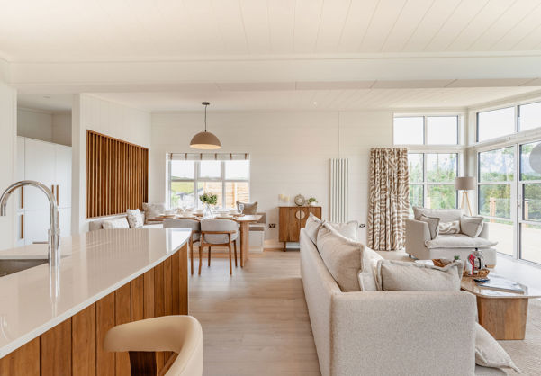 Internal of a luxury lodge open plan living space