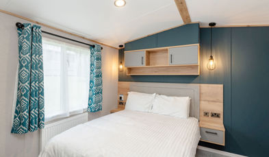Internal of a caravan double bedroom