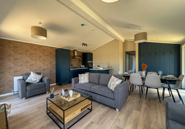 Internal of a luxury lodge open plan living space