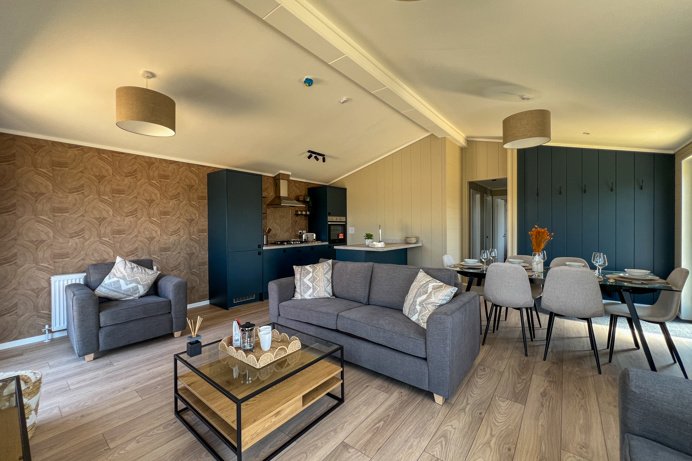 Internal of a luxury lodge open plan living space