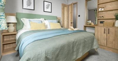 Internal of a lodge double bedroom