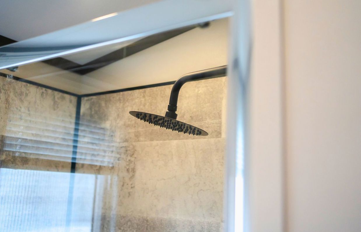 Internal of a caravan bathroom with shower