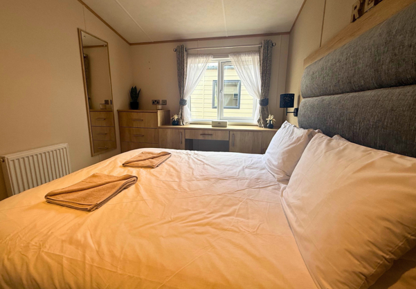 Internal of a caravan double bedroom