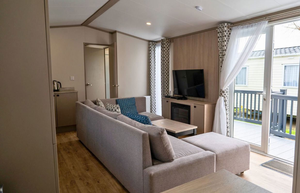 Internal of a caravan open plan living space