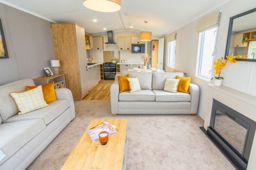 Internal of a caravan open plan living space
