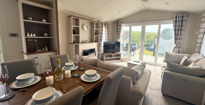 Internal of a caravan open plan living space