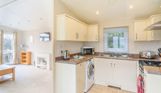 Internal of a caravan open plan kitchen 
