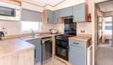 Internal of a caravan open plan kitchen