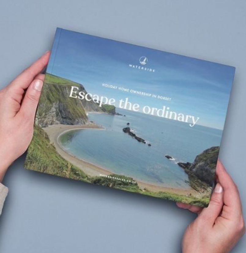 Sales Brochure with blue background