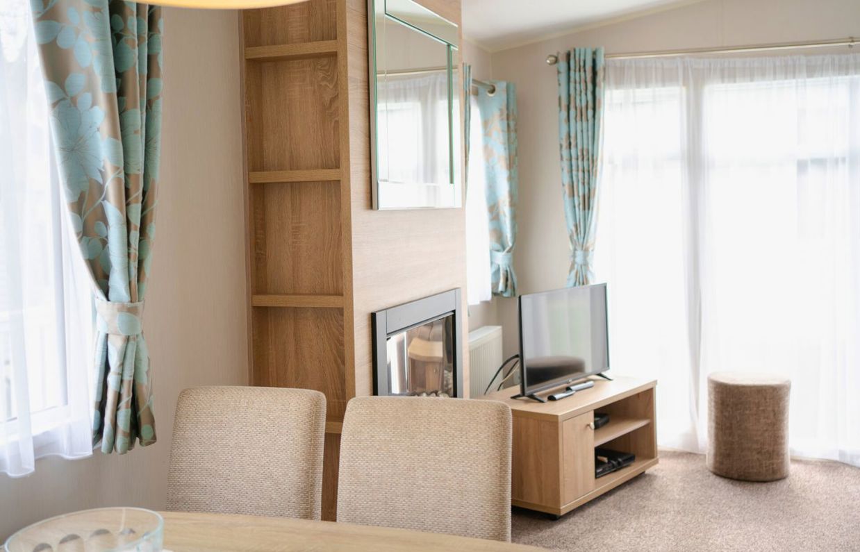 Internal of a caravan open plan living space