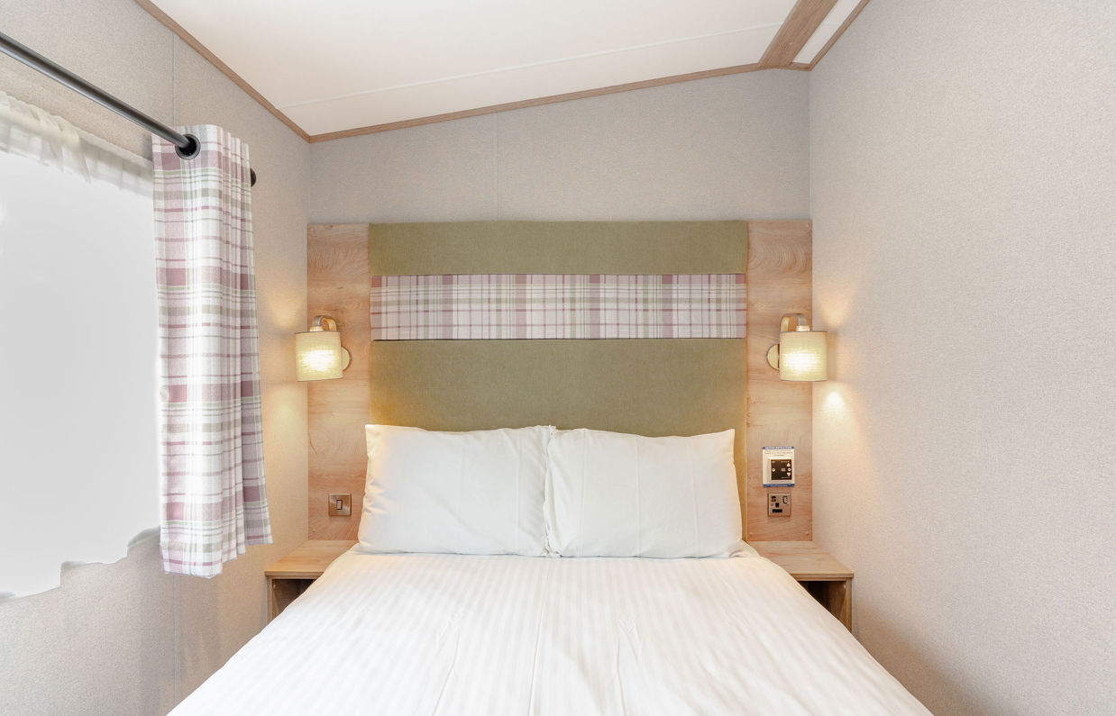 Internal of a caravan double bedroom