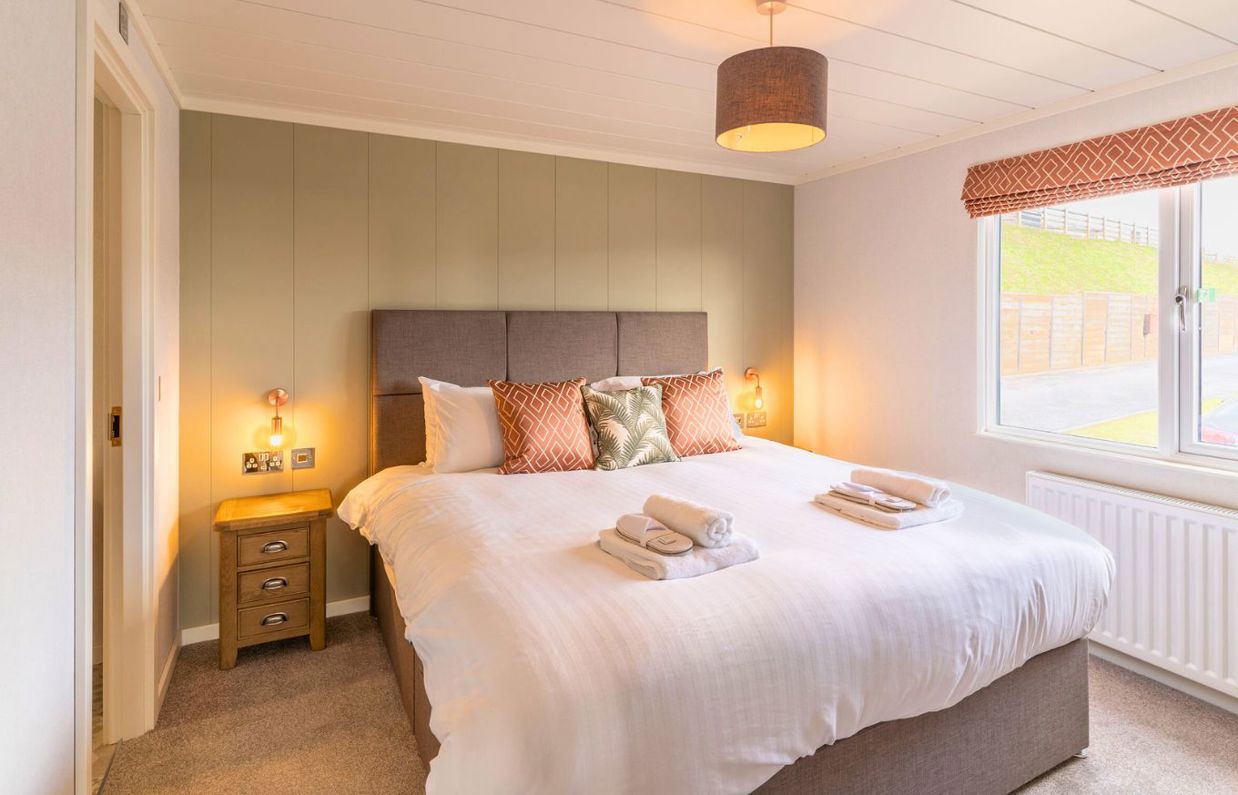 Internal of a luxury lodge master bedroom with ensuite