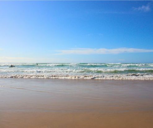 A view of the sea from a sandy beach