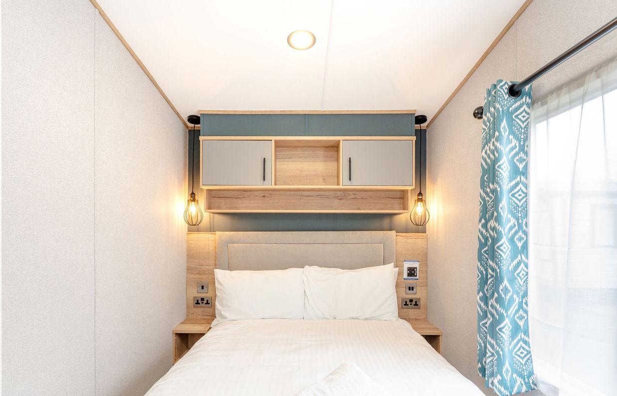 Internal of a caravan double bedroom