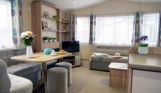 Internal of a caravan open plan living space