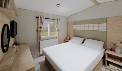 Internal of a caravan double bedroom