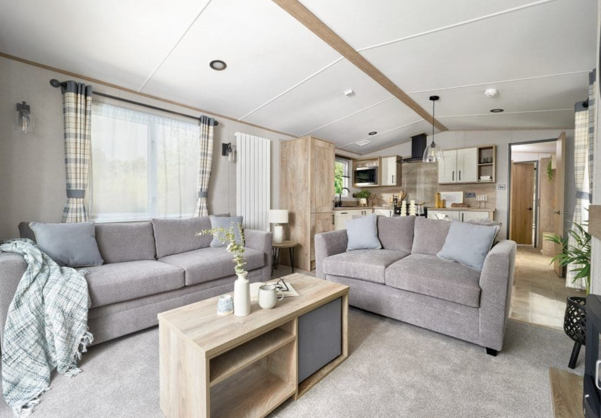 Internal of a caravan open plan living space