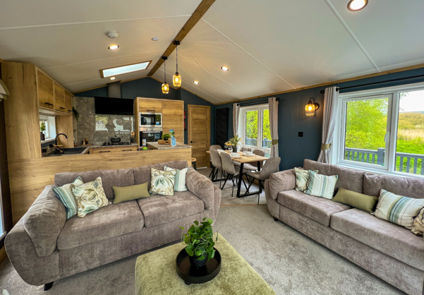 Internal of a caravan open plan living space