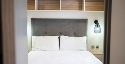 Internal of a caravan double bedroom