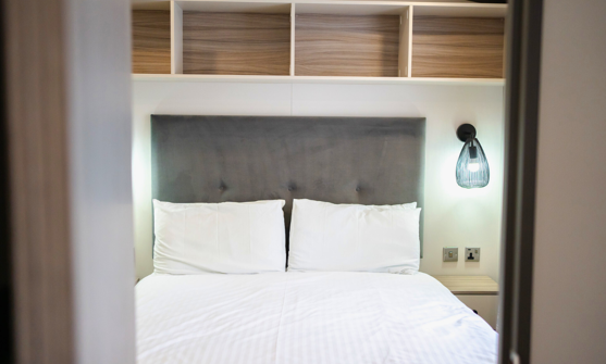 Internal of a caravan double bedroom