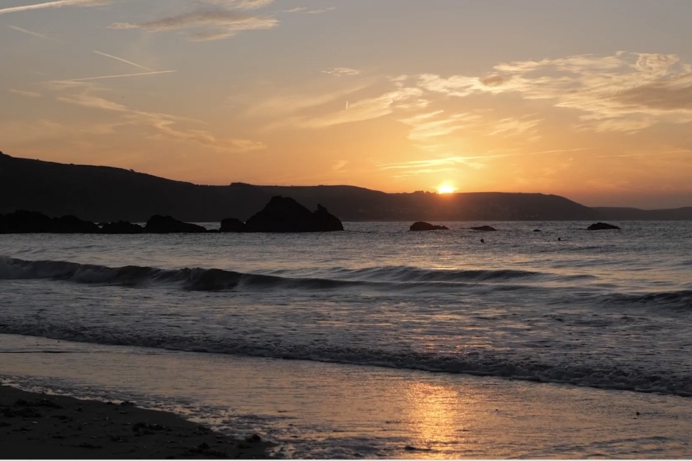 Sunset over Cornish Beach