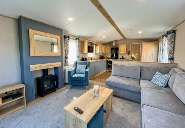 Internal of a caravan open plan living space