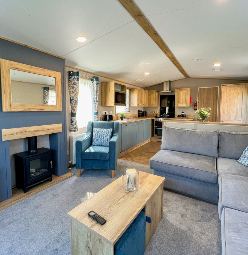 Internal of a caravan open plan living space
