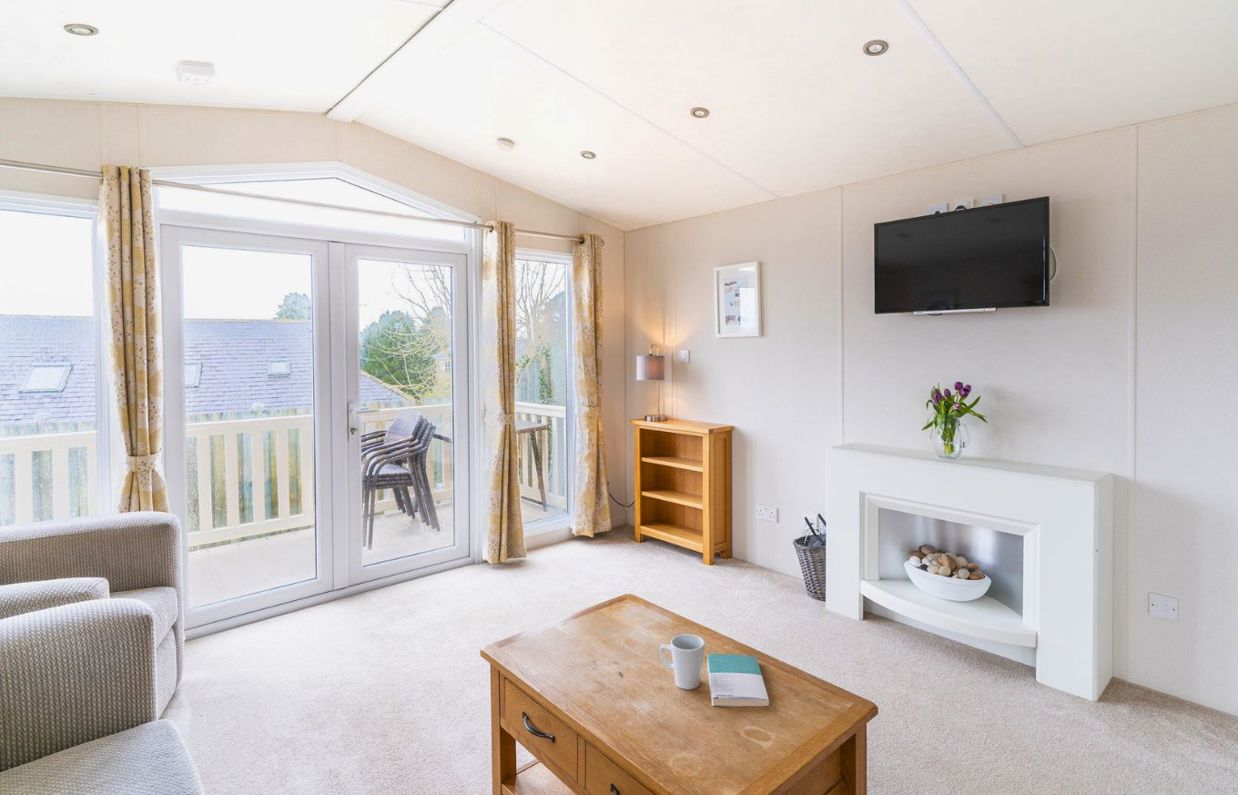 Internal of a caravan open plan lounge